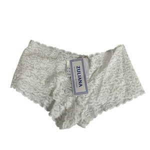 Zuliana VTG Y2K White Floral Lace Cheeky Boyshort Panties Lingerie Small NWT